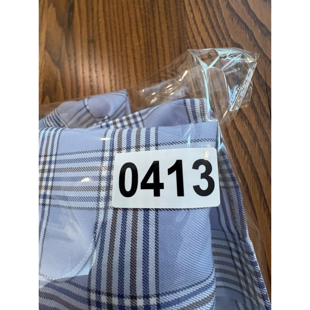 Brooks Brothers Dress Shirt Mens 17.5 34 Blue/Brown Plaid NonIron Stretch Supina - Picture 9 of 9